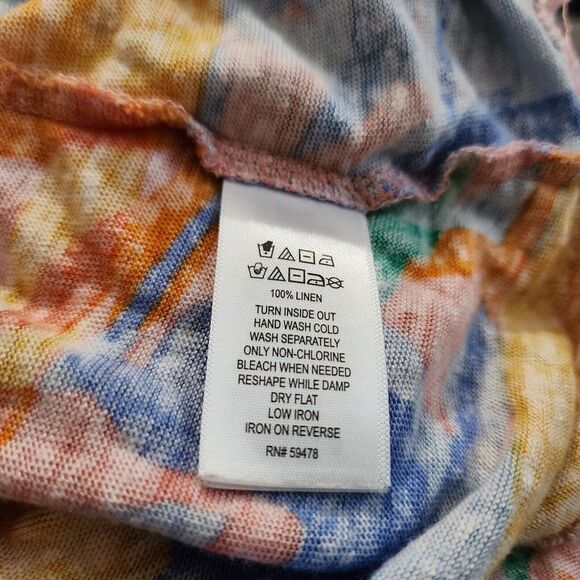 Joie Tropical Print Short Sleeve Linen Women's Multicolored Top Blouse Size 1X - Picture 5 of 7